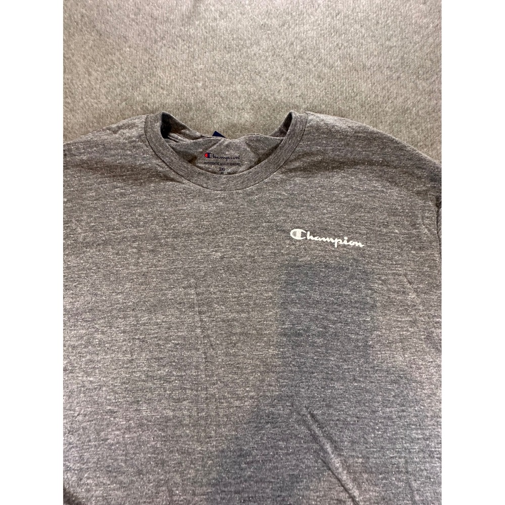 Champion Mens Heather Gray Short Sleeve Script Logo T-Shirt 2XL NWT